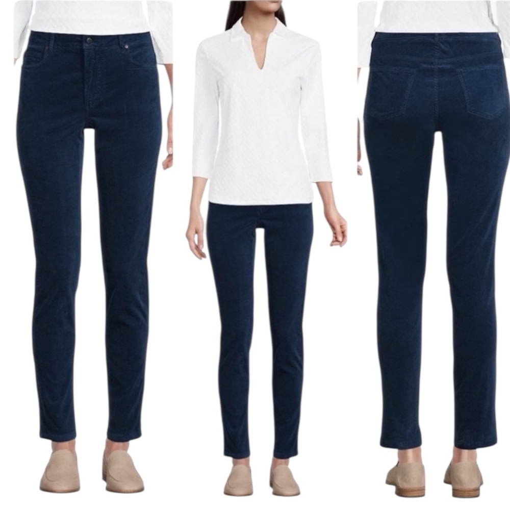 J. McLAUGHLIN Watson Slim 5-Pocket Stretch Blue Velvet Pants Size 12 - Picture 7 of 10